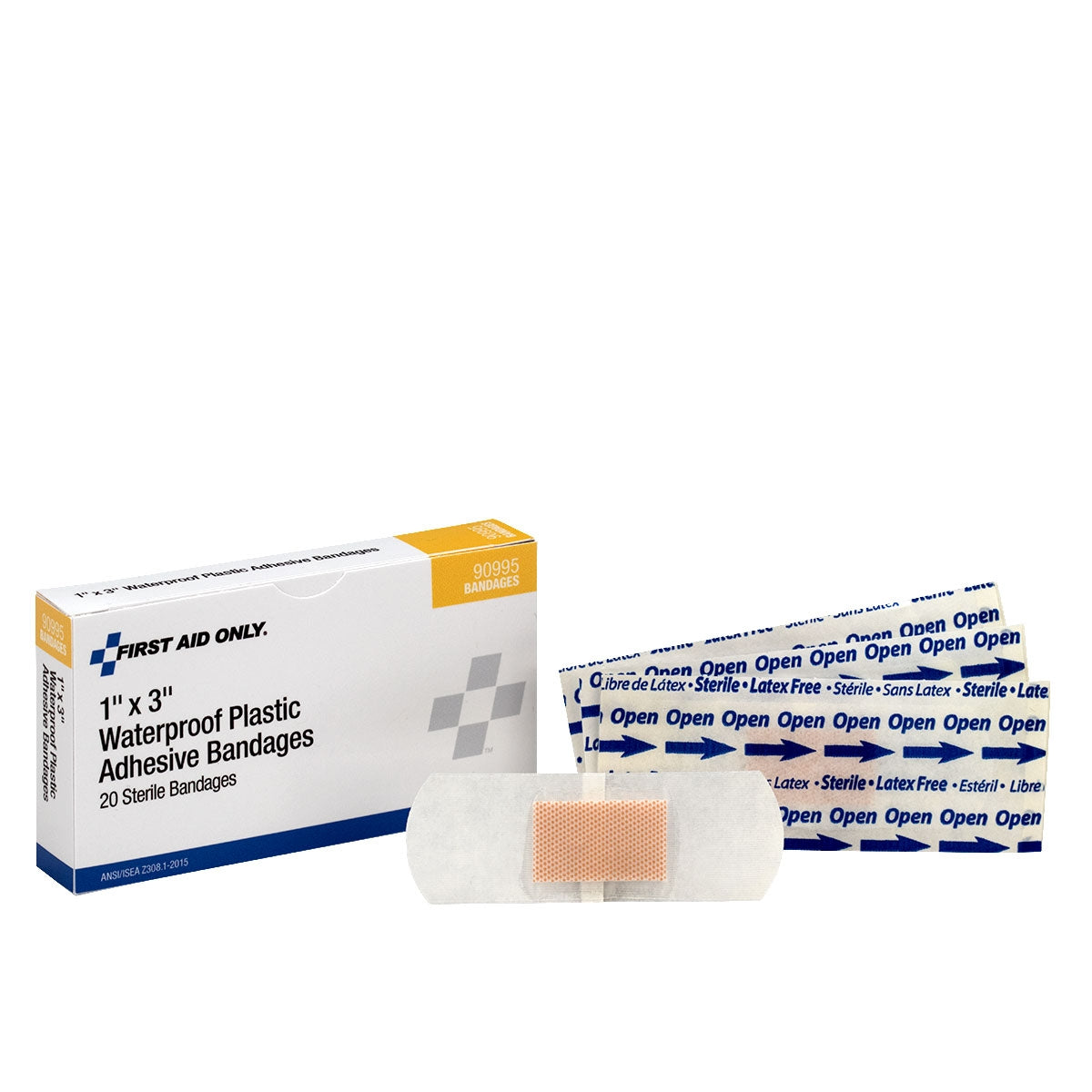 First Aid Only 1’’ x 3’’ Waterproof Plastic Adhesive Bandages 20 per Box