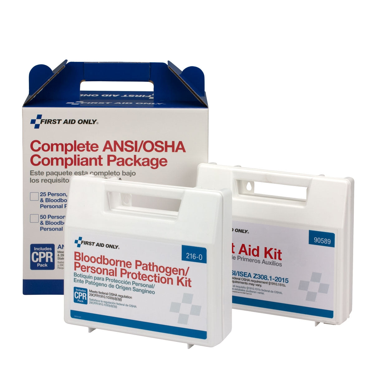 First Aid Only 25 Person Complete ANSI/OSHA Compliance Package for and BBP ANSI 2015 Compliant