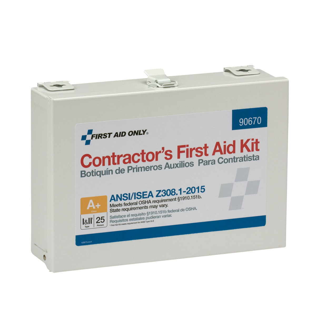 First Aid Only 25 Person Contractor ANSI A+ Kit Metal Case Class I & II 2015 Compliant