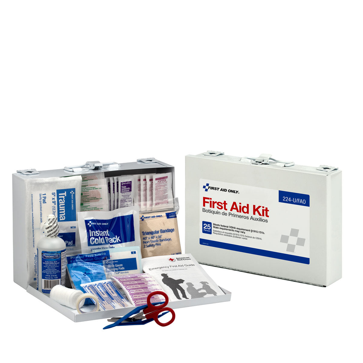 First Aid Only 25 Person Kit Metal Case OSHA Compliant