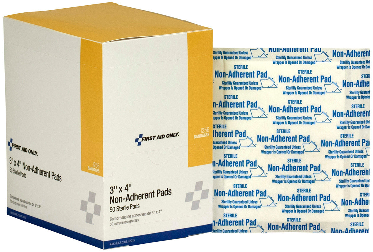 First Aid Only 3’’x4’’ Non-Adherent Pads 50 per Box