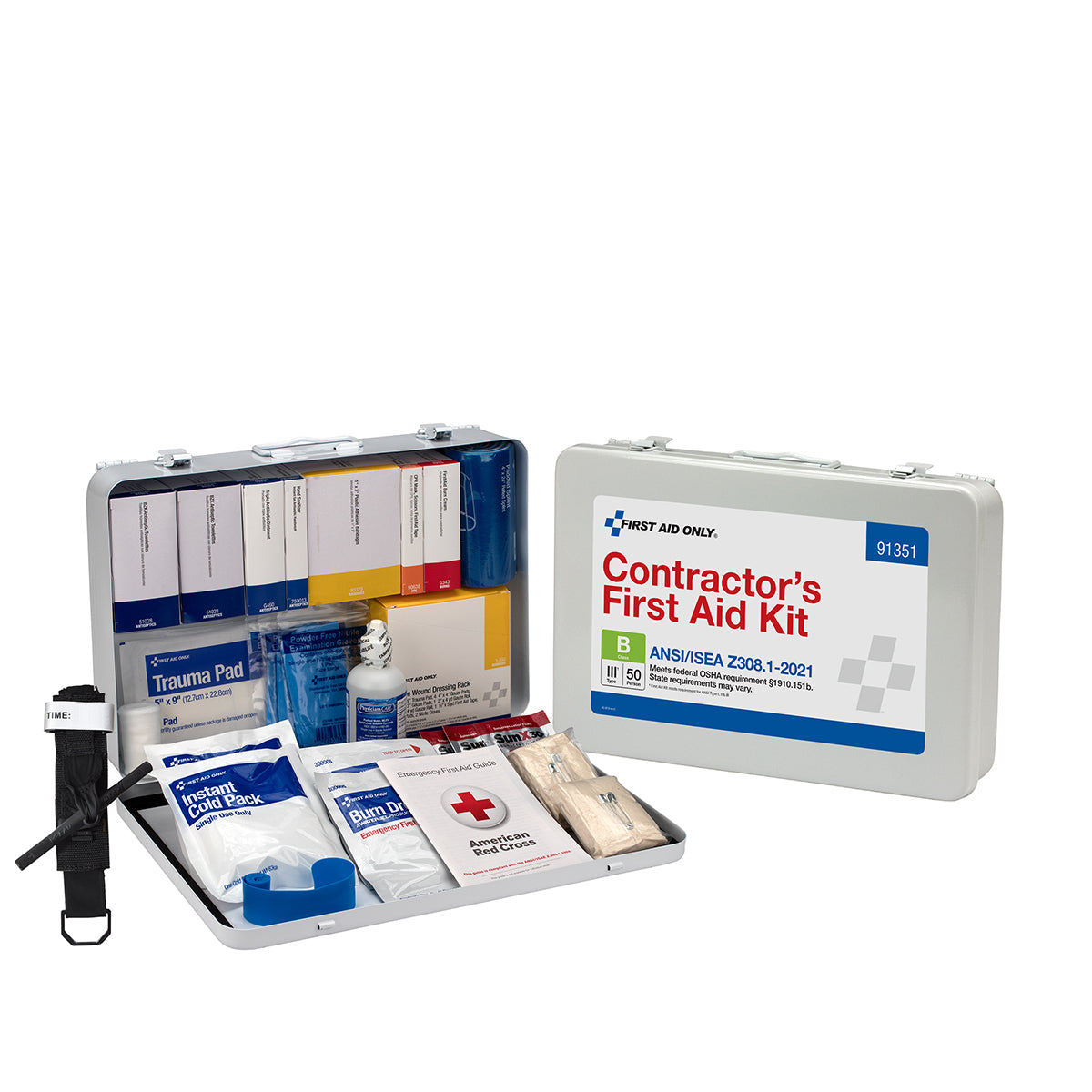 50 Person ANSI B Contractor Metal First Aid Kit ANSI – firstaidonly