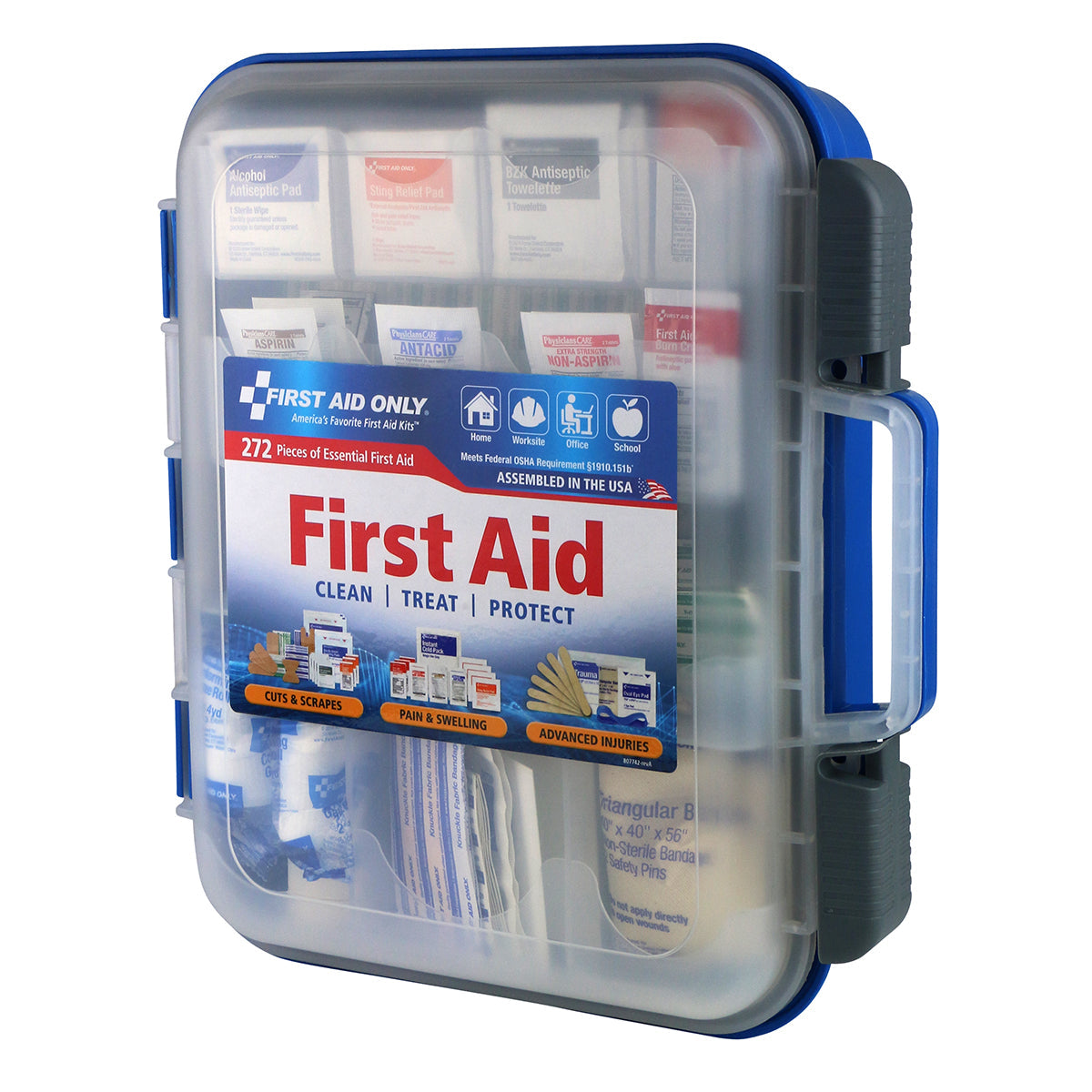 First Aid Only 50-Person Clear Front Plastic Kit 272 pieces