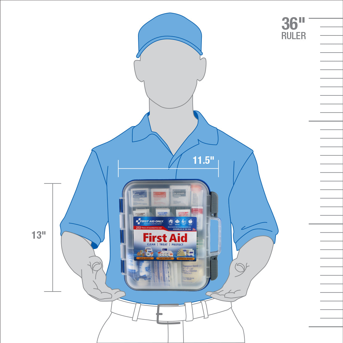 First Aid Only 50-Person Clear Front Plastic Kit 272 pieces