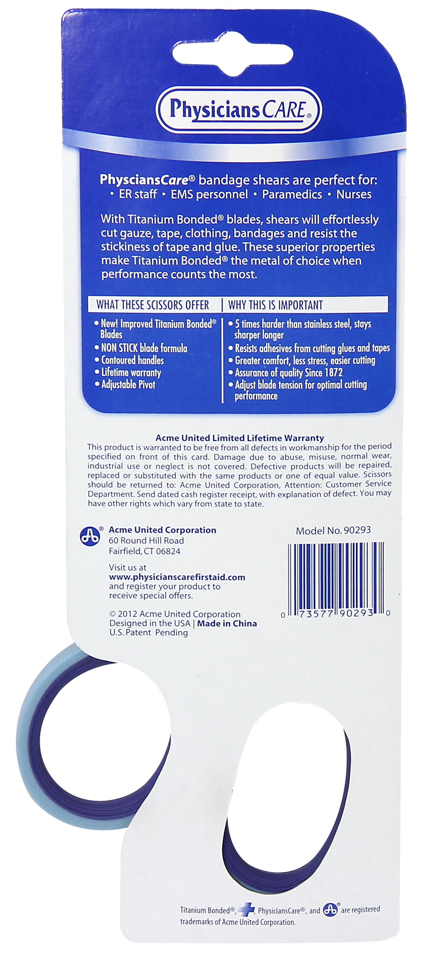 First Aid Only 7.5’’ Non-Stick Titanium-Bonded Bent Bandage Shears Blue