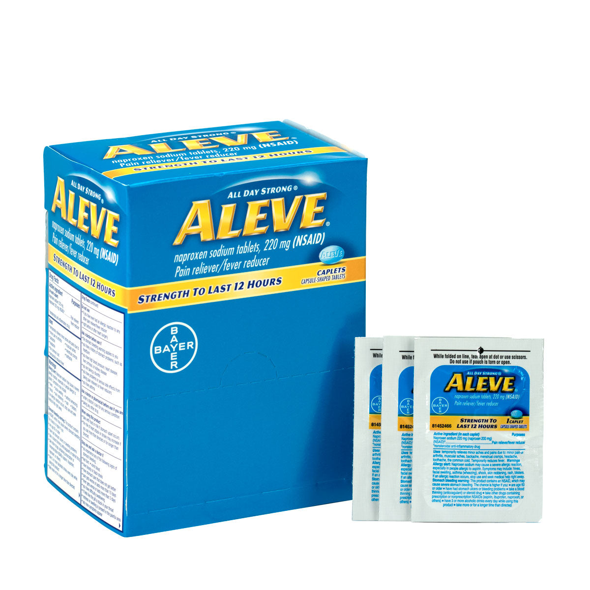 First Aid Only Aleve Naproxen Sodium Medication 50 Packets of One Tablet