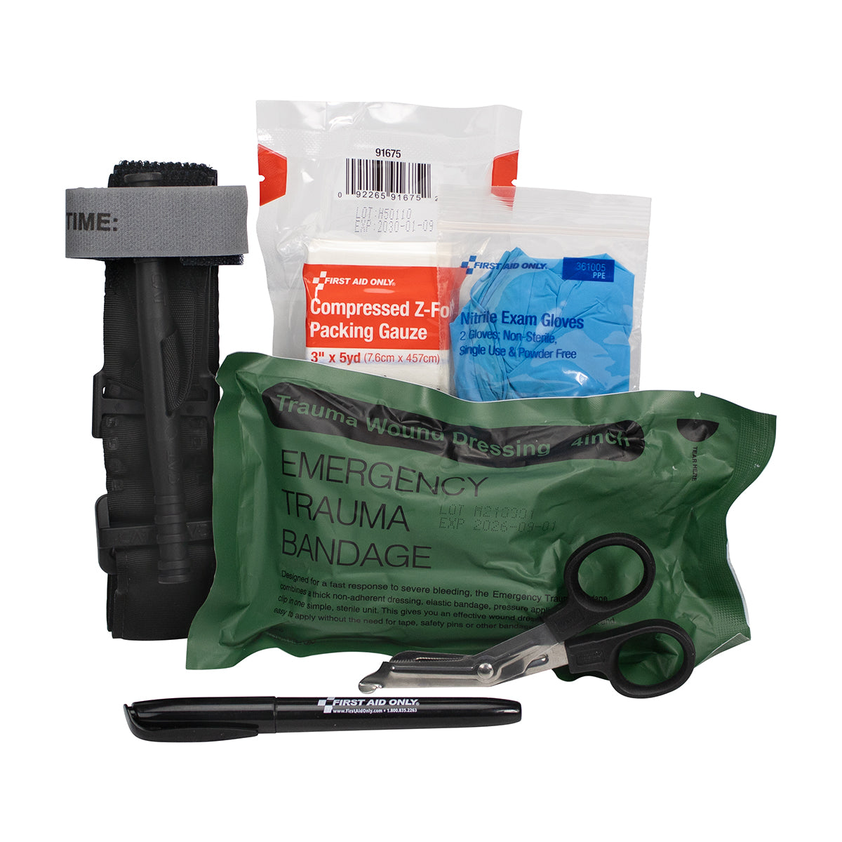 First Aid Only Bleeding Control Kit for CO IN TN VA WA State Regulation Fabric Pouch