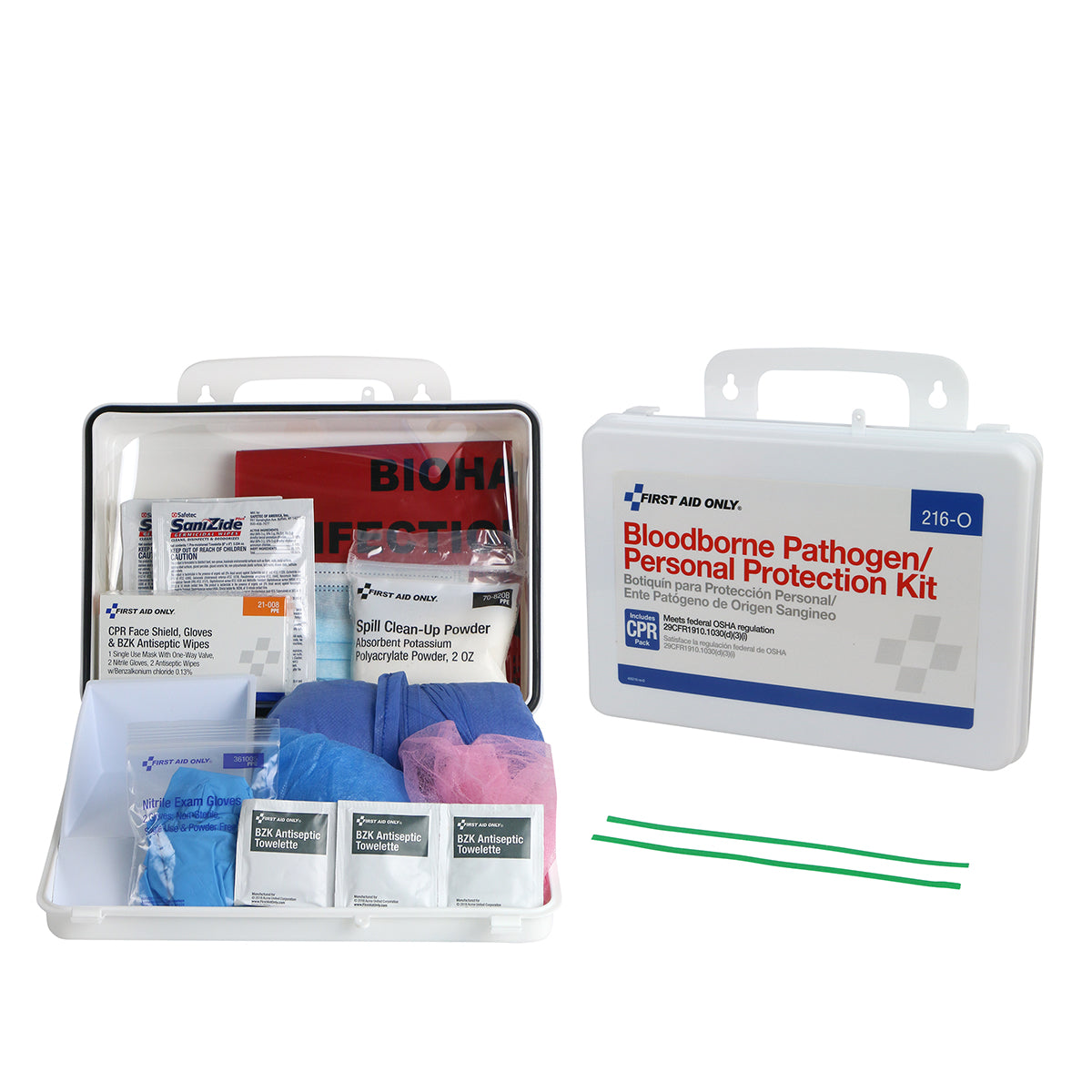 First Aid Only Bloodborne Pathogen (BBP) Spill Clean Up Kit & Personal Protection with CPR Pack Plastic Case