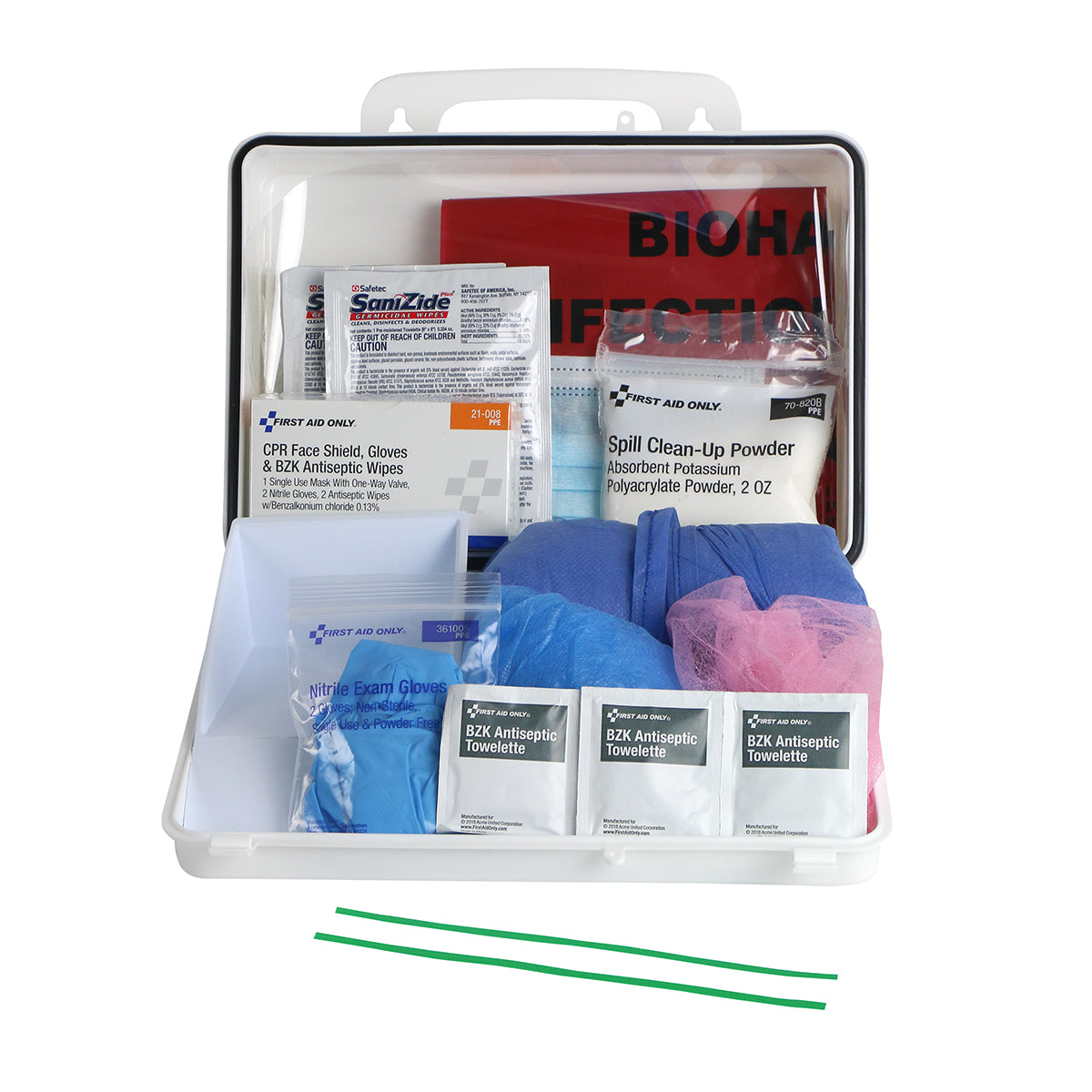 First Aid Only Bloodborne Pathogen (BBP) Spill Clean Up Kit & Personal Protection with CPR Pack Plastic Case