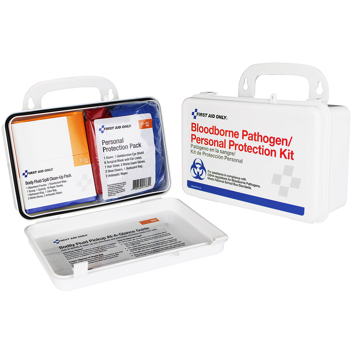 First Aid Only Bloodborne Pathogen (BBP) Unitized Spill Clean Up Kit Plastic Case