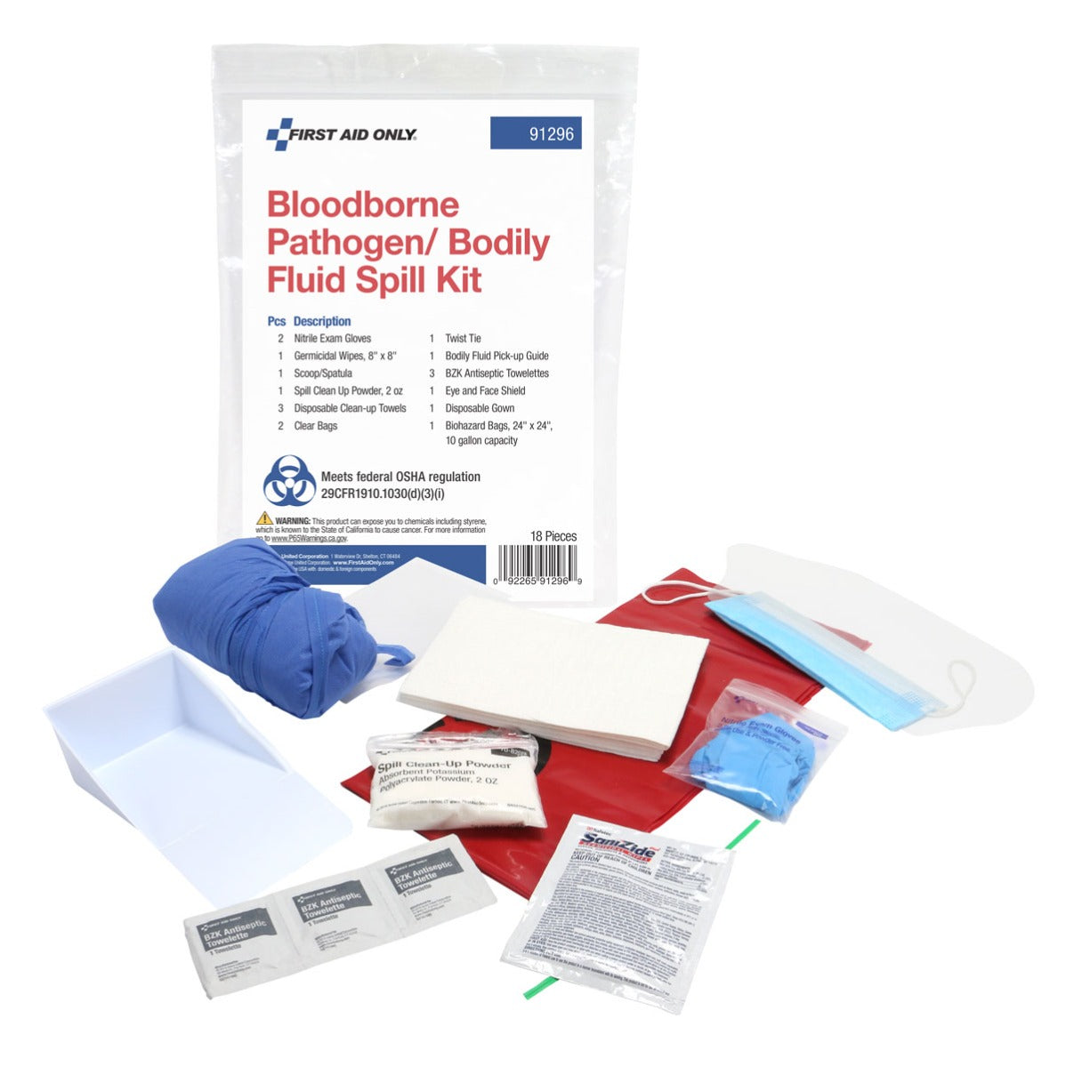 First Aid Only Bloodborne Pathogen/Bodily Fluid Spill Kit