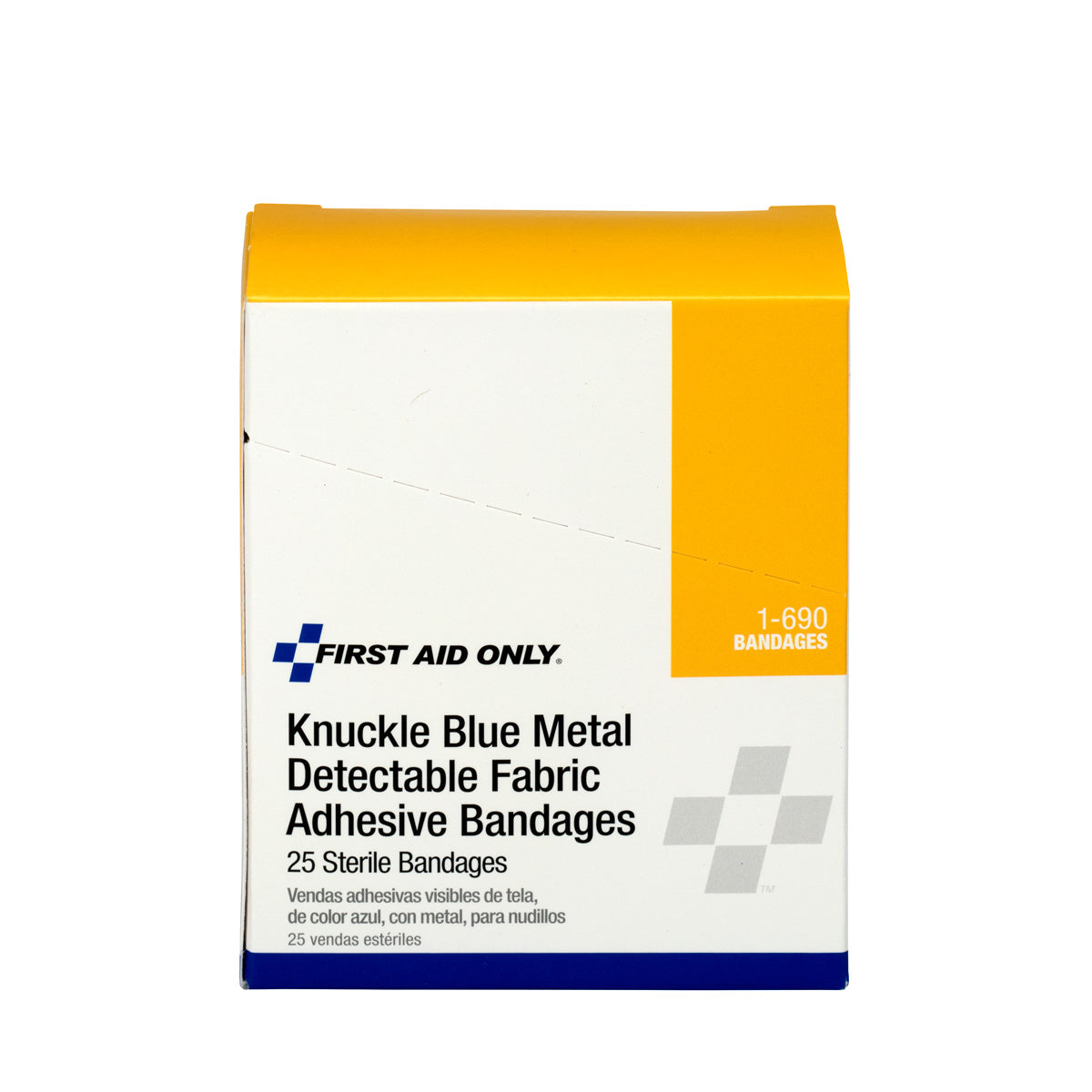 First Aid Only Blue Metal Detectable Fabric Knuckle Bandages 25 Per Box