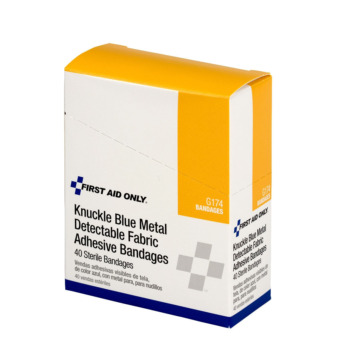 First Aid Only Blue Metal Detectable Fabric Knuckle Bandages 40 Per Box