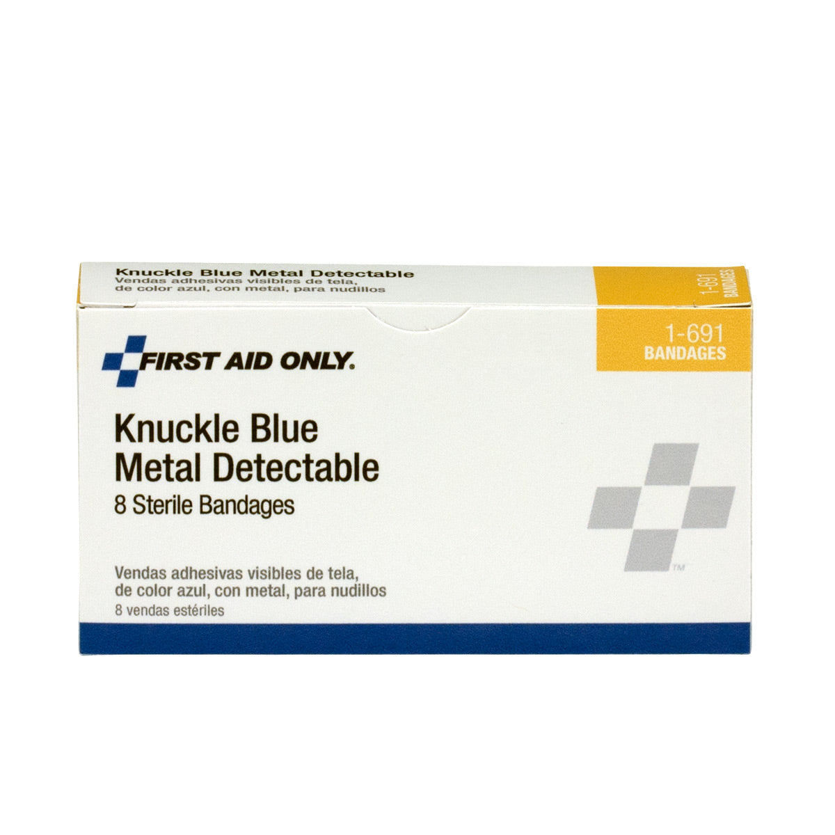 First Aid Only Blue Metal Detectable Fabric Knuckle Bandages 8 Per box