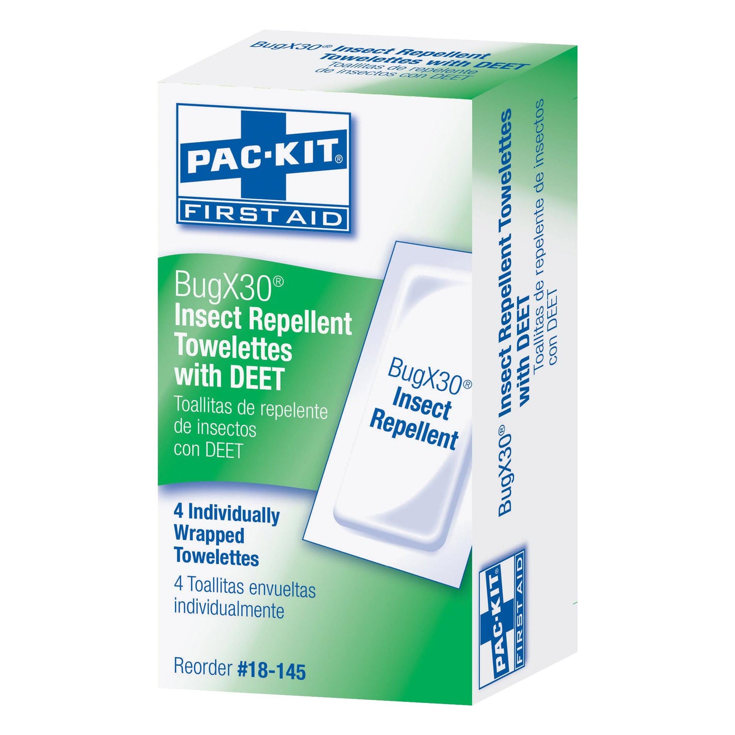 First Aid Only BugX30 Insect Repellent Wipes DEET 4 Per Box