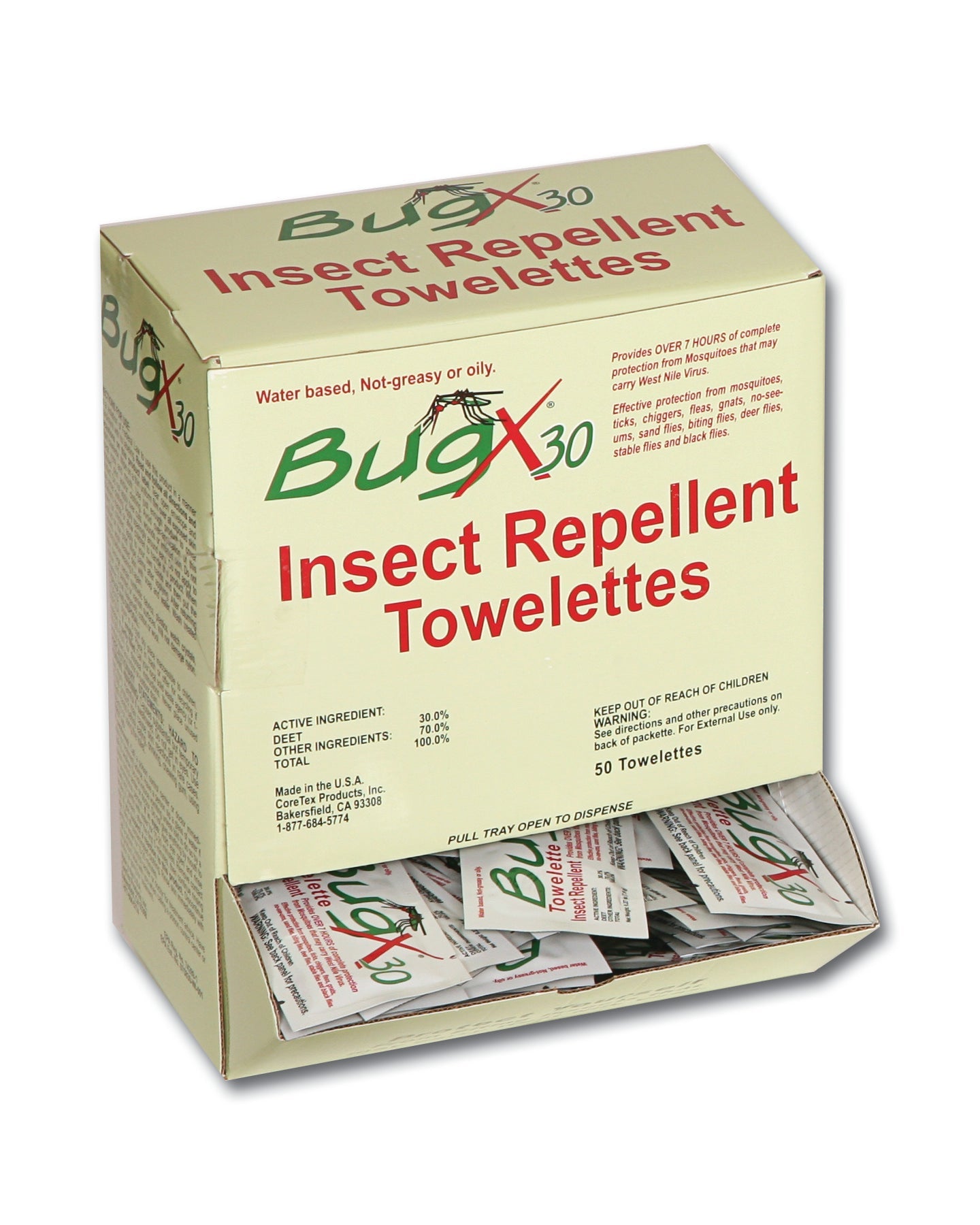 First Aid Only BugX30 Insect Repellent Wipes DEET 50 Per Box