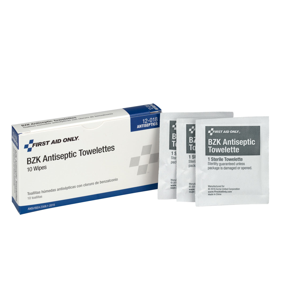 First Aid Only BZK Antiseptic Wipes 10 Per Box