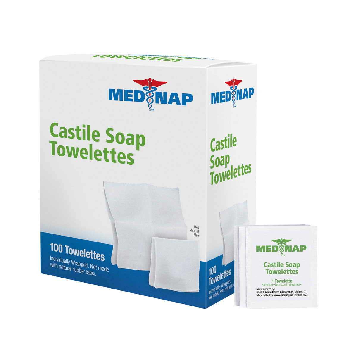 First Aid Only Castile Soap Wipes 100 per Box Case of 10 Boxes