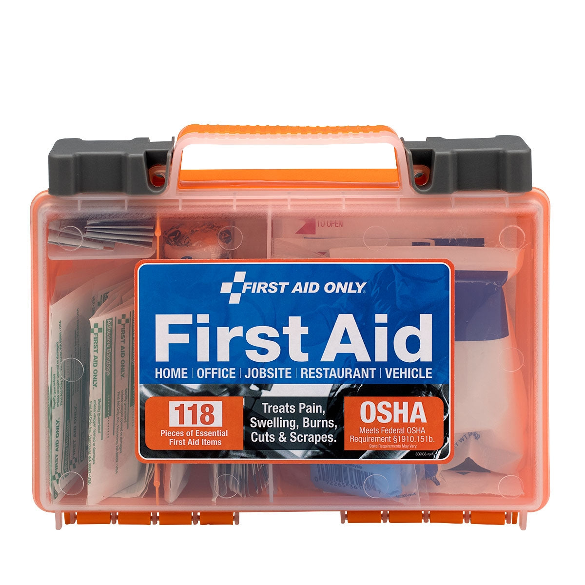 First Aid Only Clear Front Cover 118-piece Kit OSHA Compliant