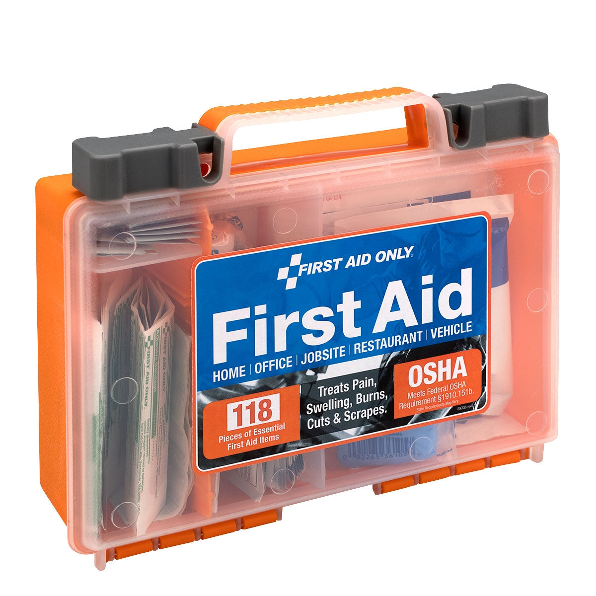 First Aid Only Clear Front Cover 118-piece Kit OSHA Compliant