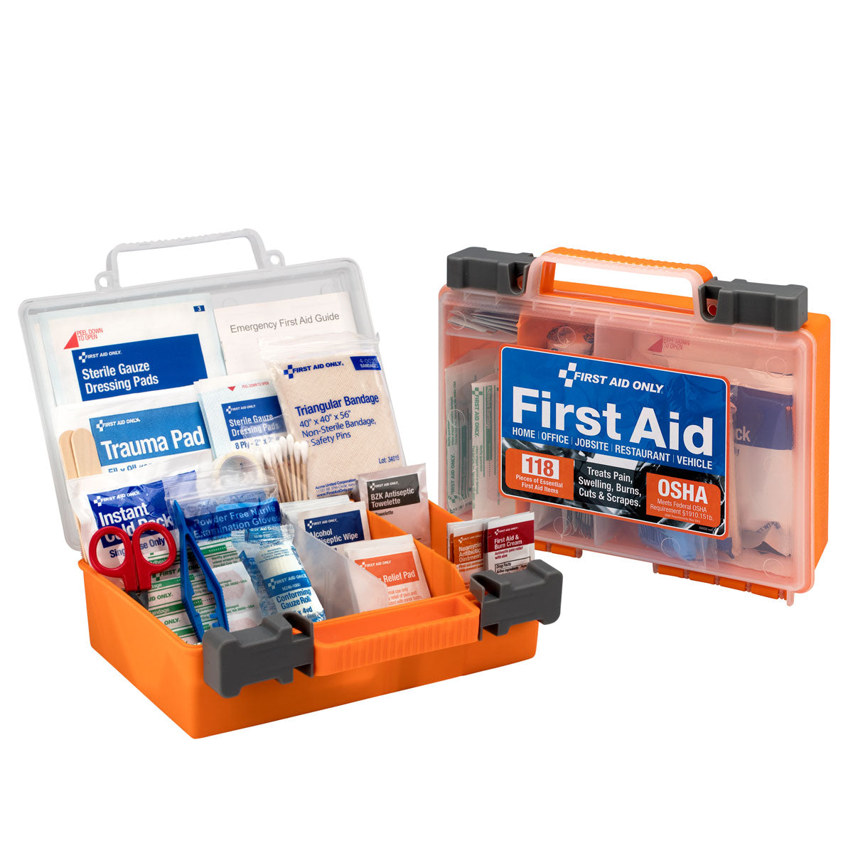 First Aid Only Clear Front Cover 118-piece Kit OSHA Compliant