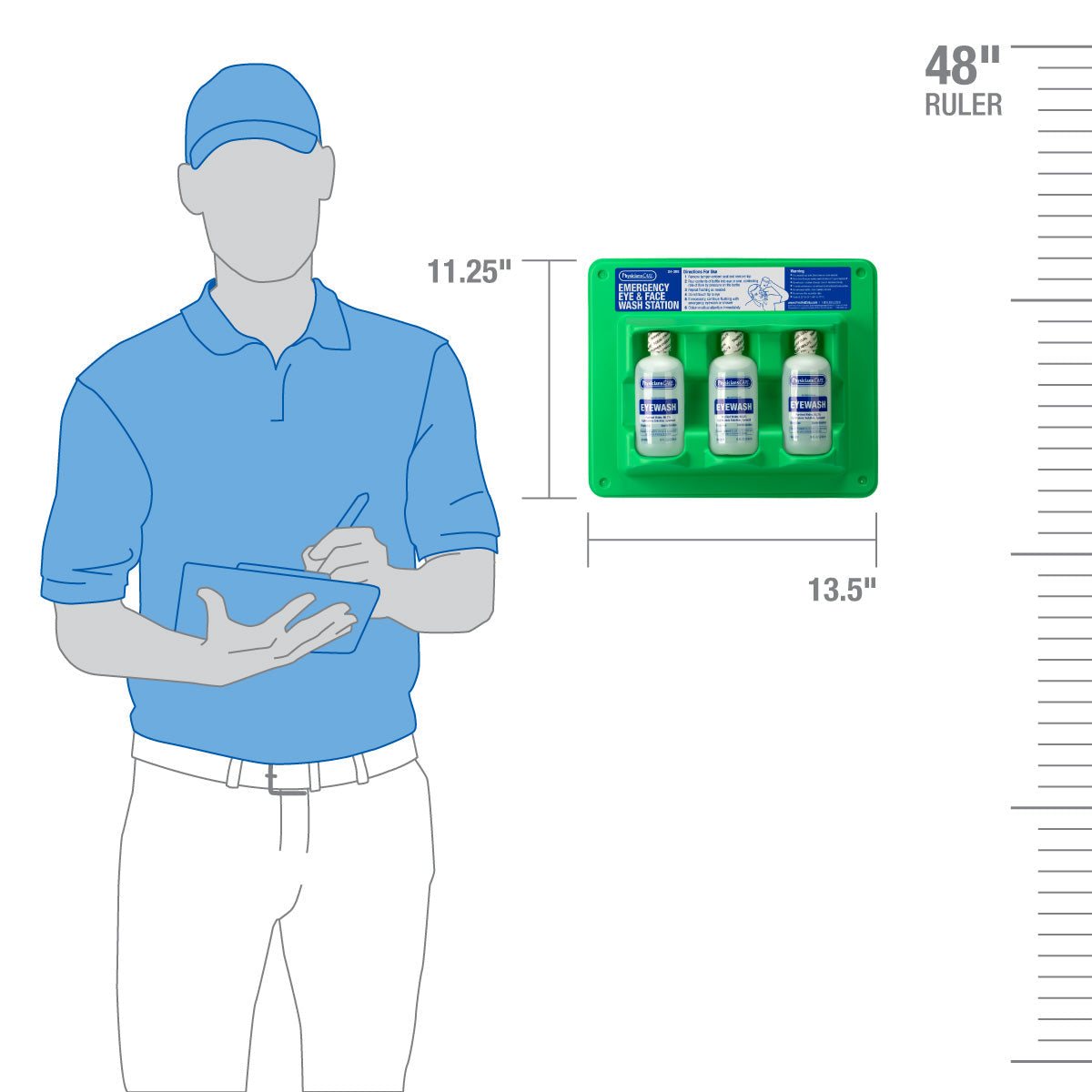 First Aid Only Eyewash Station 8 oz. Triple Screw Cap Bottle Sold as a Case of 6 Complete Stations (18 total bottles)