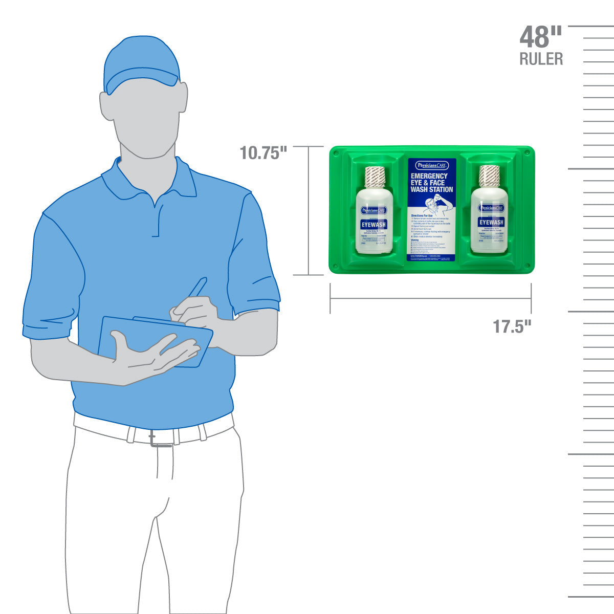 First Aid Only Eyewash Station Double 16 oz. Screw Cap Bottle