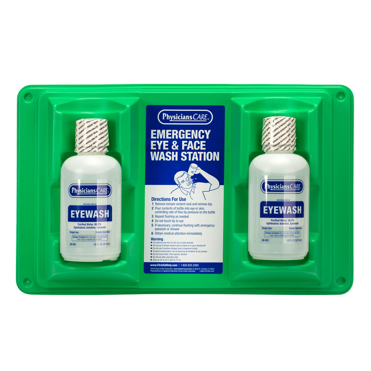 First Aid Only Eyewash Station Double 16 oz. Screw Cap Bottle