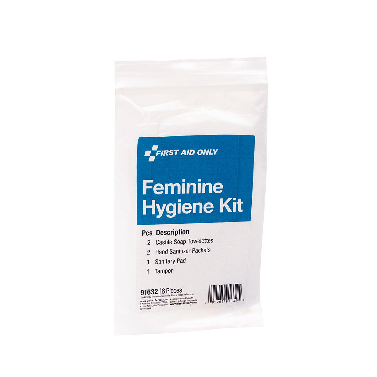First Aid Only Feminine Hygiene Kit 6 Pieces
