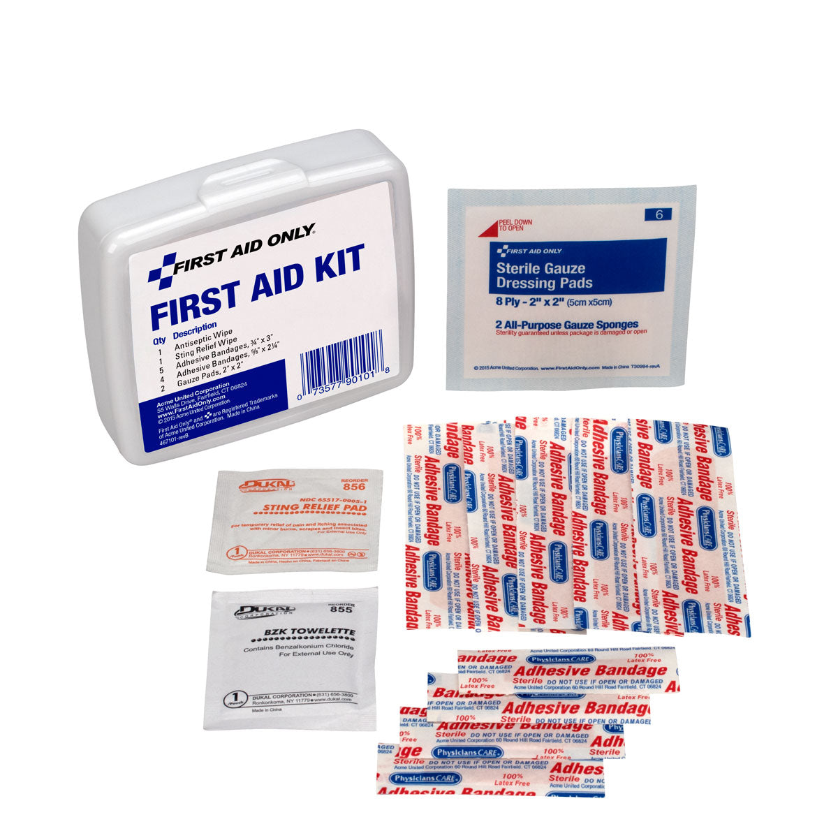 First Aid Only Personal Kit 13 Piece Plastic Case
