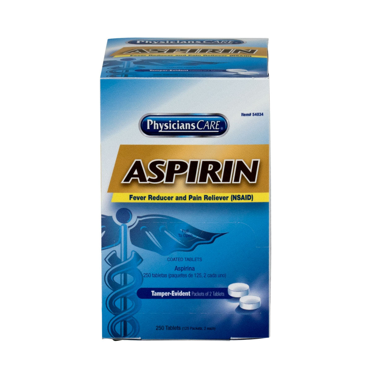 First Aid Only PhysiciansCare Aspirin 125 Doses of Two Tablets 325 mg