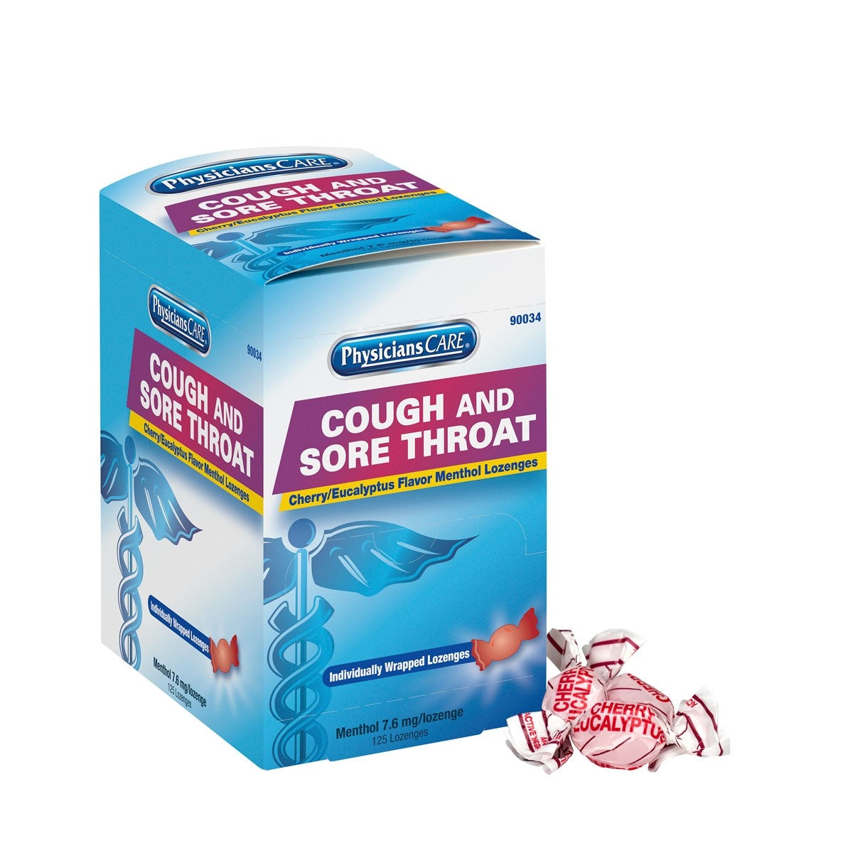 First Aid Only PhysiciansCare Cherry Flavor Cough & Throat Lozenges 125 individually sealed