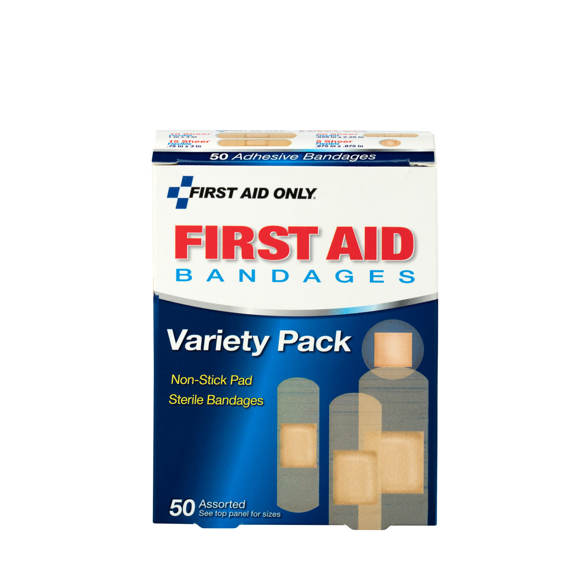 First Aid Only Sheer Strips Bandages Assorted Sizes Box of 50