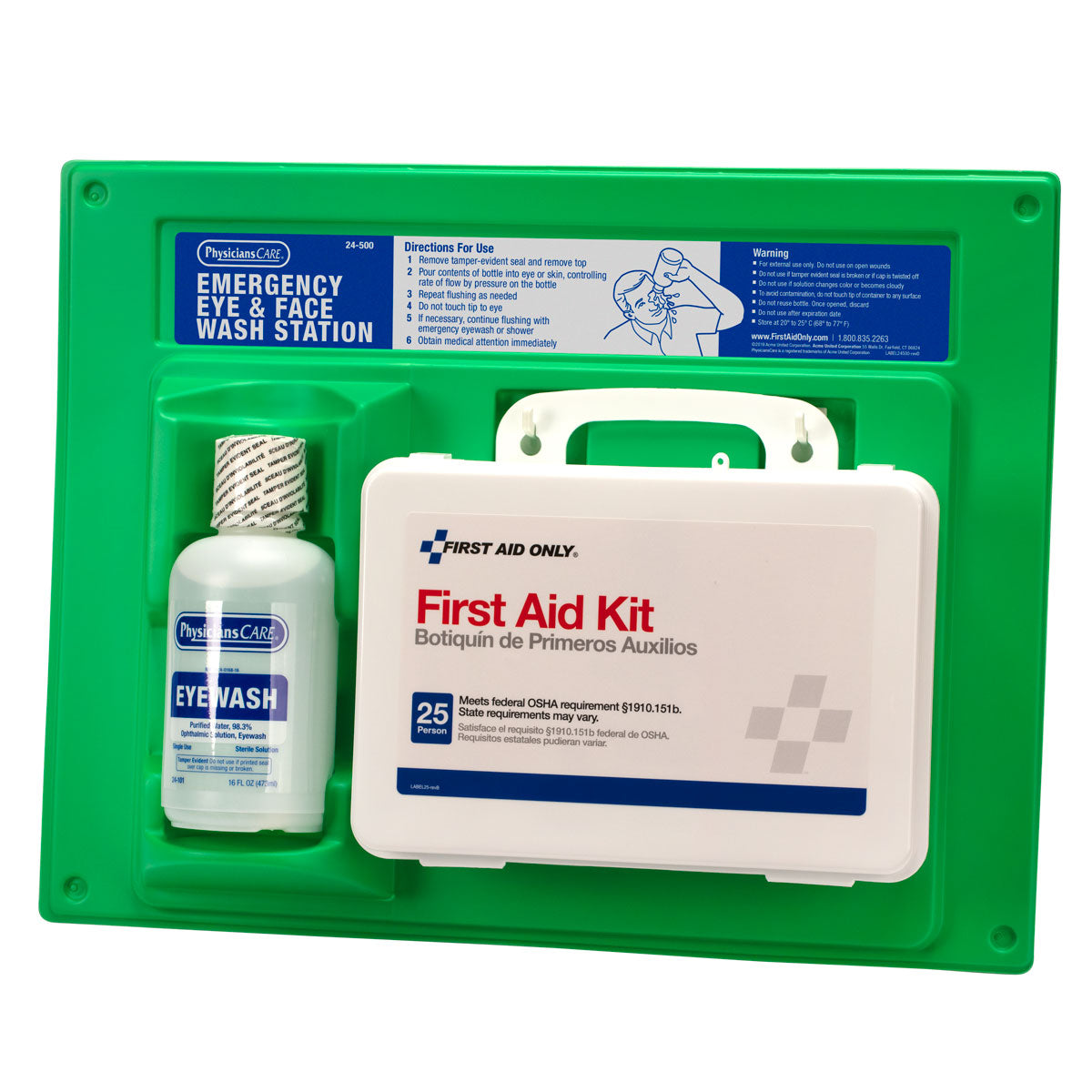 First Aid Only Single 16 oz. Eye Wash Station with 25 Person Kit