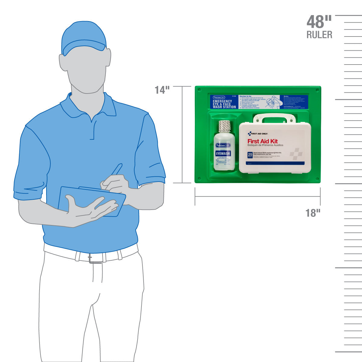 First Aid Only Single 16 oz. Eye Wash Station with 25 Person Kit