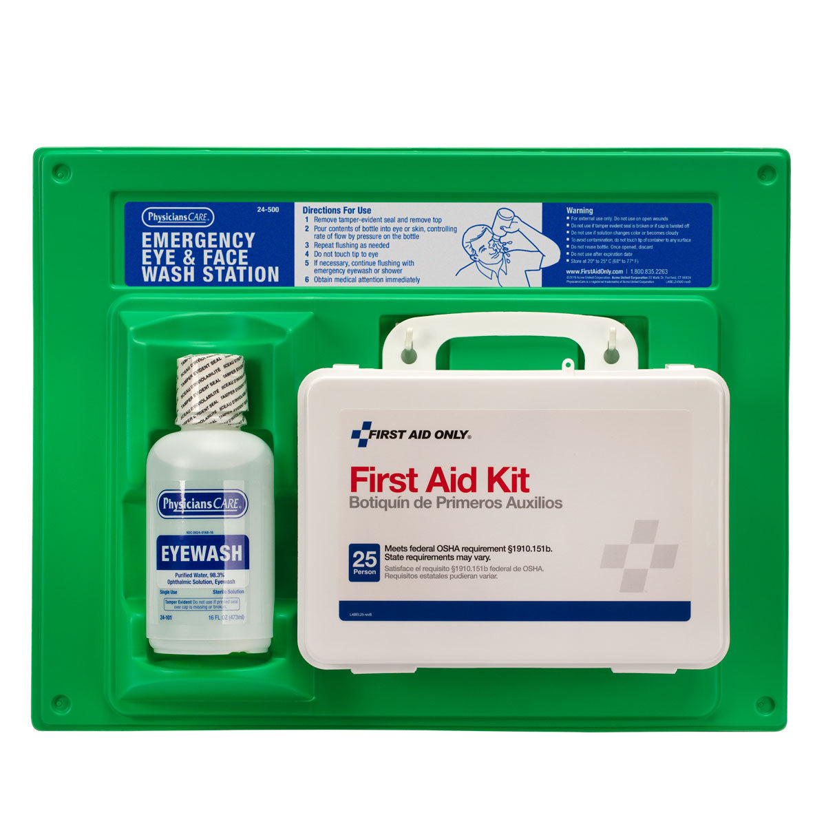 First Aid Only Single 16 oz. Eye Wash Station with 25 Person Kit