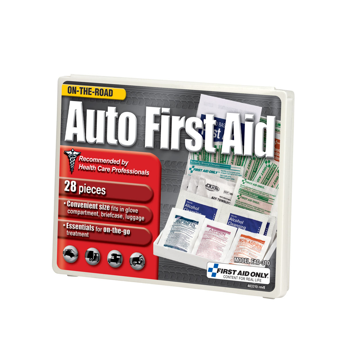 First Aid Only Vehicle Kit 28 Piece Plastic Case