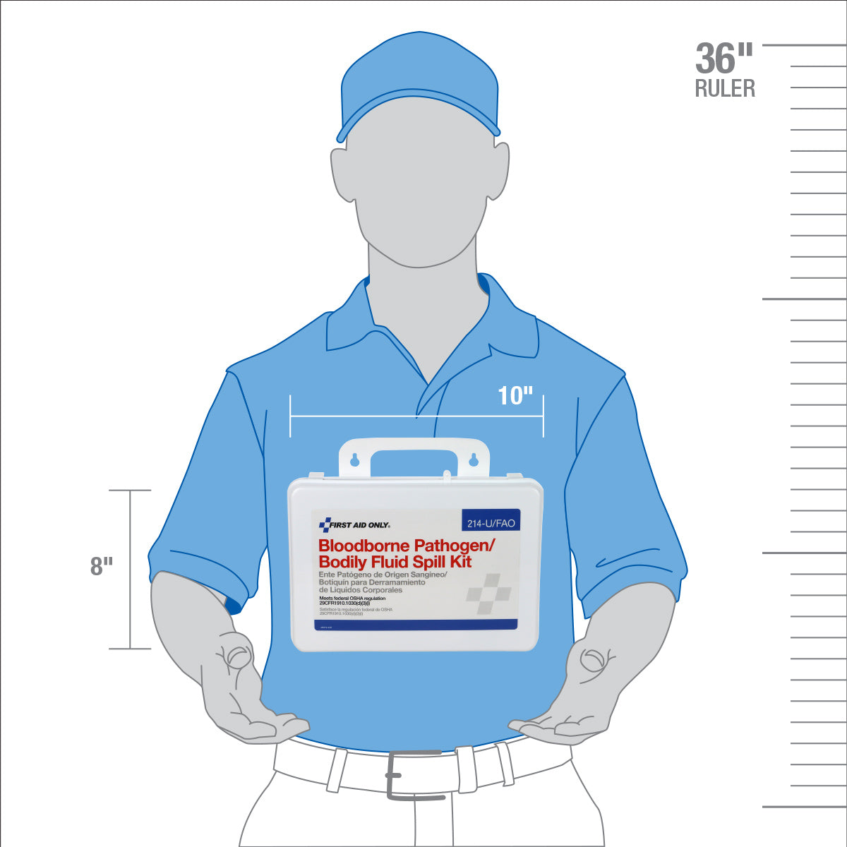 First Aid Only Wall-mount Bloodborne Pathogen (BBP) and Bodily Fluid Spill Kit in Plastic Carry Case OSHA 24 Pieces