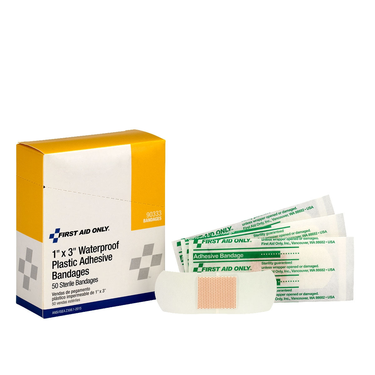 First Aid Only Waterproof Bandages 3’’ x 1’’ Box of 50