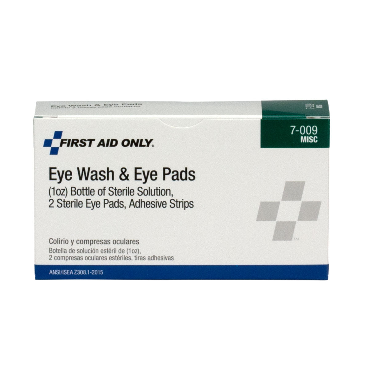First Aid Only 1 oz. Eyewash Eye pads & Adhesive Strips set/box a 3 Piece Set