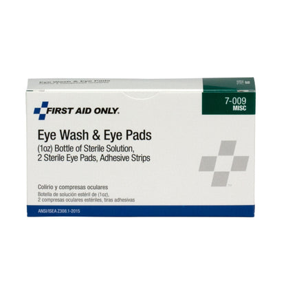 First Aid Only 1 oz. Eyewash Eye pads & Adhesive Strips set/box a 3 Piece Set