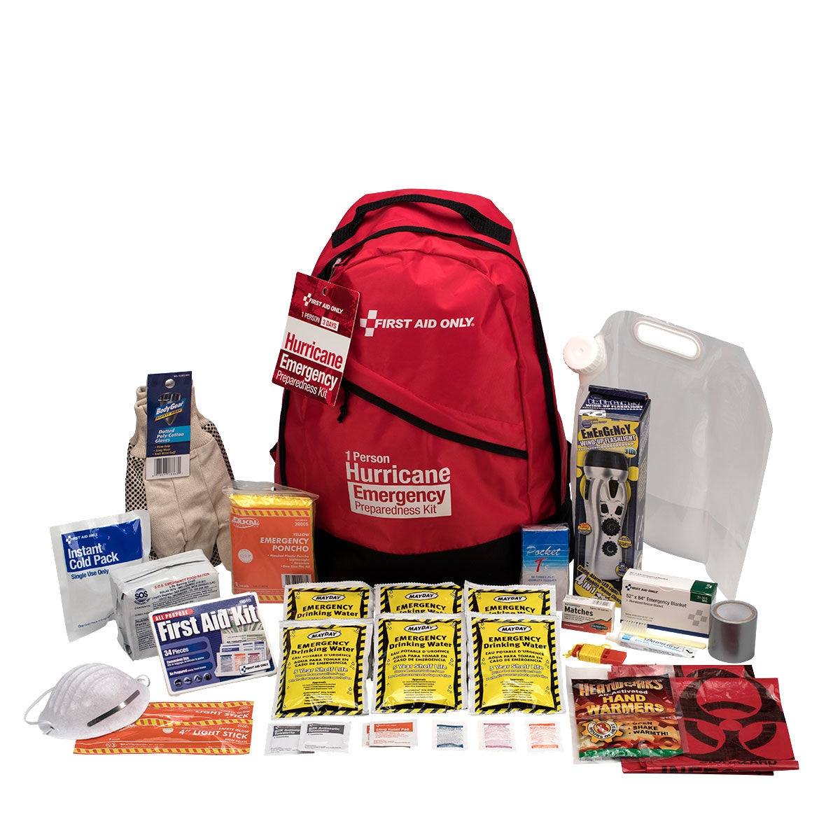 First Aid Only 1 Person Emergency Preparedness Hurricane Backpack