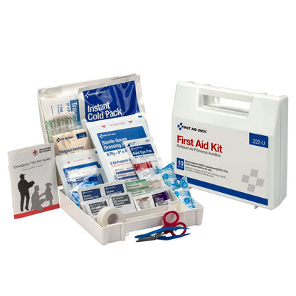 First Aid Only 10 Person Kit Plastic Case with Dividers OSHA Compliant