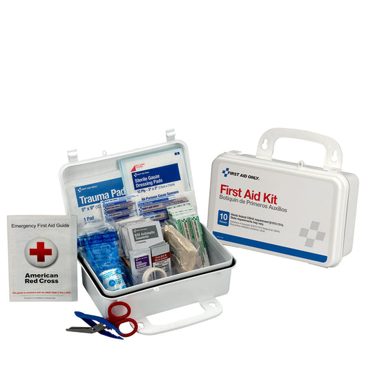 First Aid Only 10 Person Kit Weatherproof Plastic Case OSHA Compliant