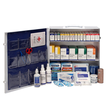 First Aid Only 100 Person 3 Shelf Metal Cabinet ANSI B + Type I & II with Medication