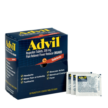 First Aid Only Advil Ibuprofen Medication 50 Doses of Two Tablets 200 mg