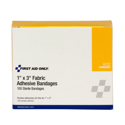 First Aid Only 1’’x3’’ Fabric Bandages 100 Per Box