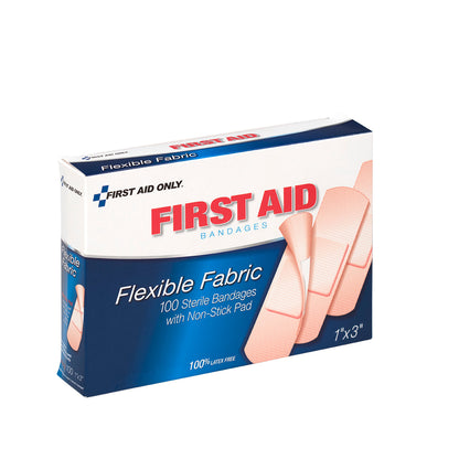 First Aid Only 1’’x3’’ Fabric Bandages 100 per Box