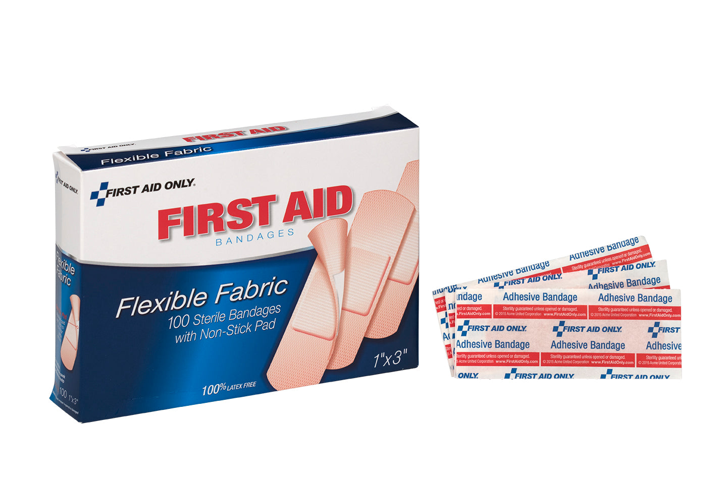 First Aid Only 1’’x3’’ Fabric Bandages 100 per Box