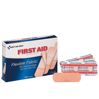 First Aid Only 1’’x3’’ Fabric Bandages 100 per Box